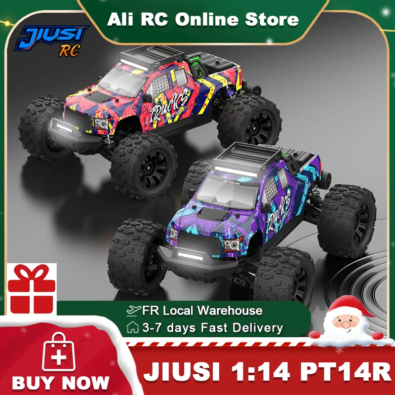 NUOVO JIUSI 1:14 PT14R RC Auto 2.4G 4WD 35A 80 km/h 3600KV Motore Brushless Ad Alta Velocità Camion in metallo Fuoristrada Arrampicata Auto Da Corsa resistente alle cadute Modello RC Giocattolo Per