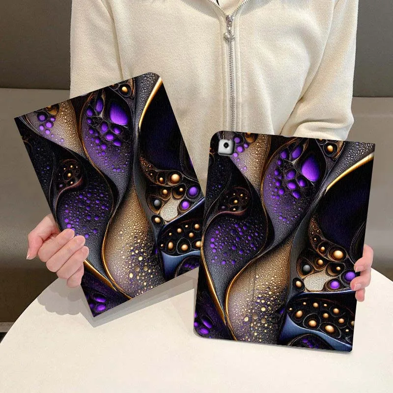 

Purple Gold Swirl Pattern Tablet Case For iPad Pro Air Mini 1 2 3 4 5 6 7 7th 8th 9th 10th 11th 10.2 9.7 10.5 10.9 11 2024 2025