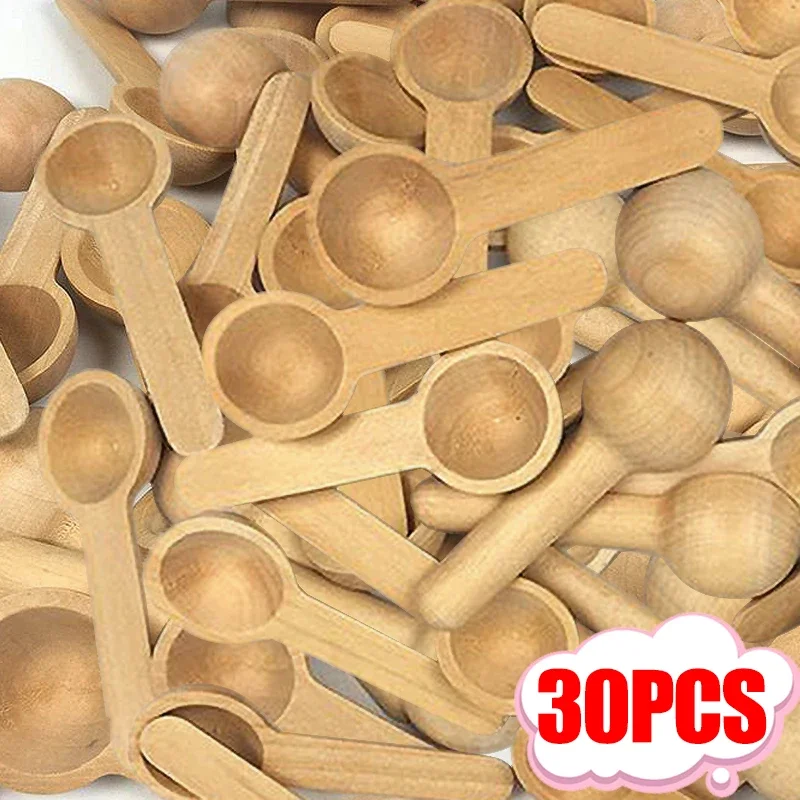 Mini Wooden Spoons Seasoning Honey Coffee Cooking Coffee Bean Salt Spice Jars Wooden Measuring Spoons Kitchen Short Handle Scoop