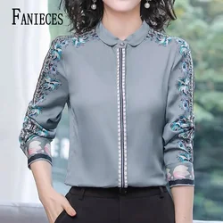 FANIECES S-3XL Blau Mode Business Shirts Büro Dame Langarm Bluse Frauen Kleidung Taste Hemd Plus Größe Damen Tops6260