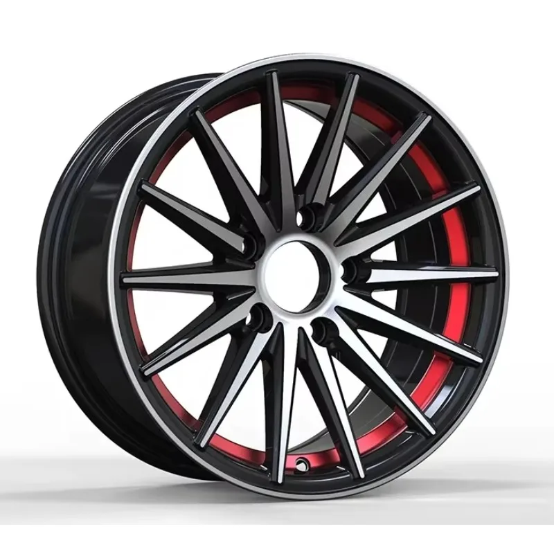 

#s 13/14/15 inch multi spoke black red line alloy car wheels