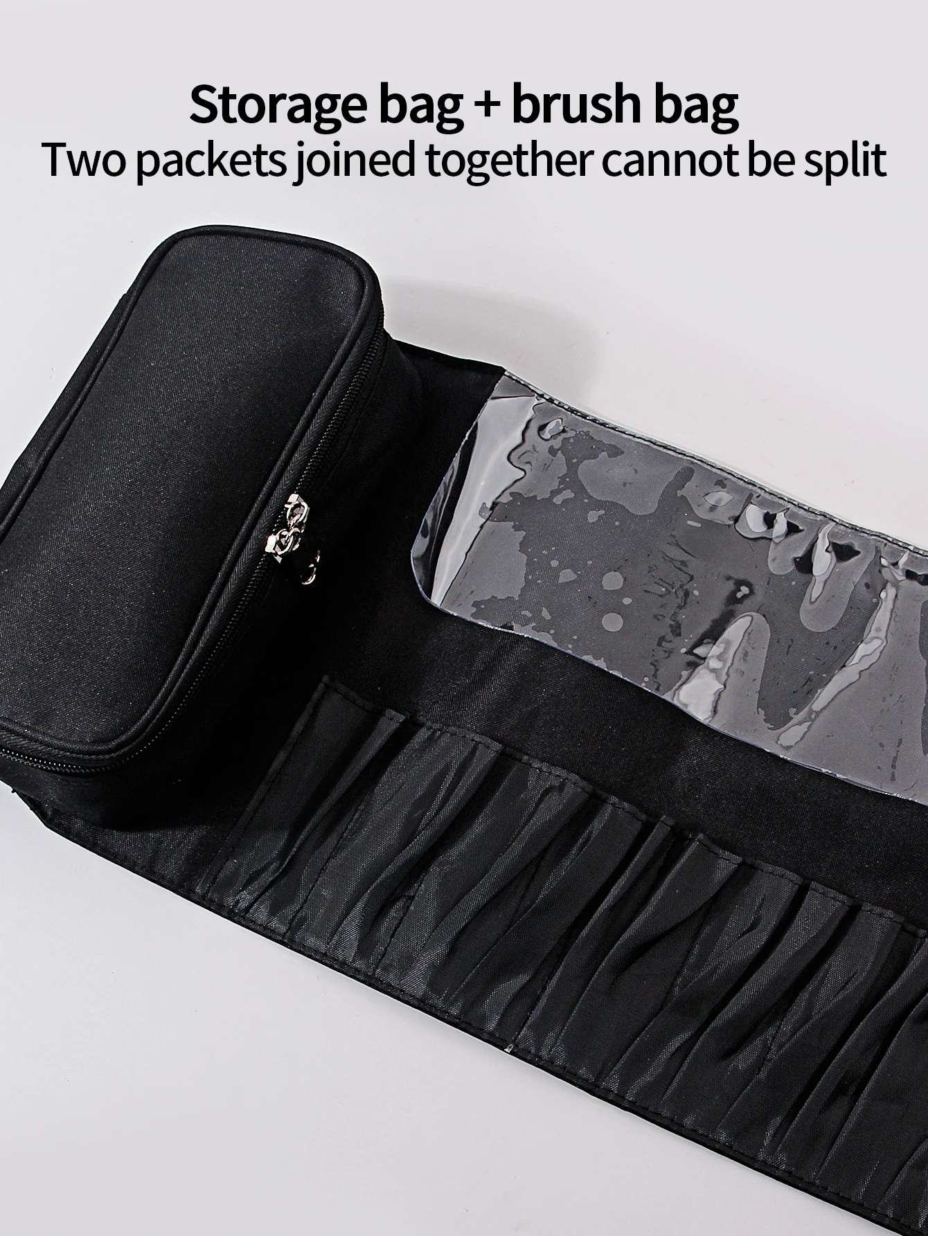 1 ชิ้นกระเป๋าแต่งหน้าผู้หญิงแปรงเครื่องสําอางกระเป๋าเดินทางแปรงแต่งหน้าพับเครื่องมือ Rolling กระเป๋ากันน้ําไนลอนกรณีแต่งหน้า