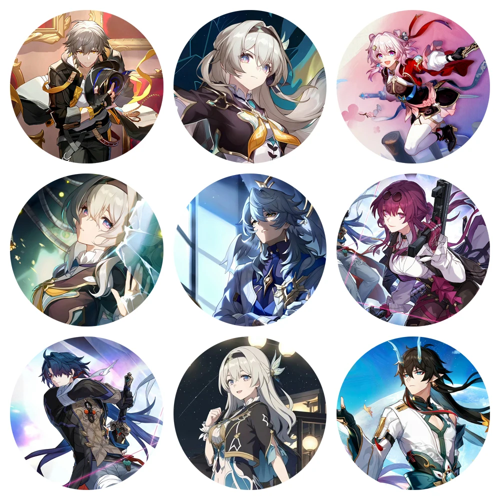 لعبة هونكاي ستار السكك الحديدية 7 مارس اليراع Caelus صفيح دبابيس الكرتون الشكل شارات أنيمي المينا دبابيس ظهره الحلي