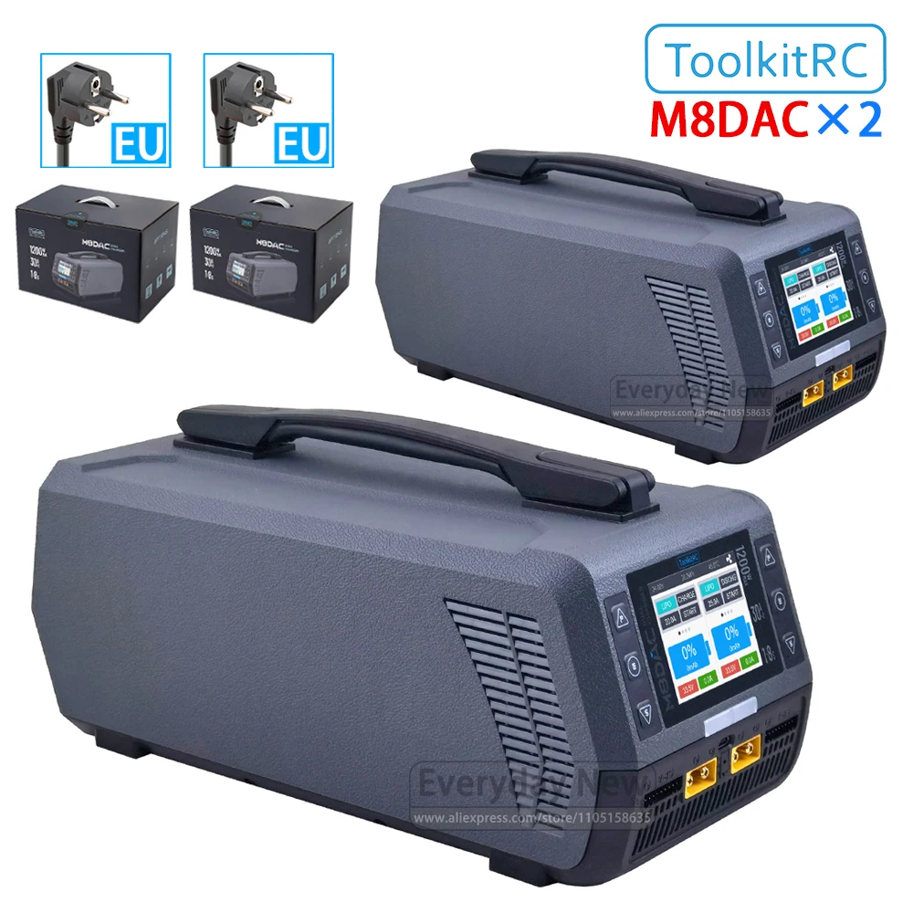 

Два набора инструментовRC M8DAC Сбалансированные зарядные устройства Интеллектуальный двухканальный 2CH XT90 1200 Вт Модель автомобиля Аксессуары для дронов Литиевая батарея Быстрая