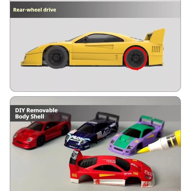 LDARC S100 Professional 1:64 RC Drift Mosquito Car Rear-Wheel Drive Full-Scale Steering Static Model-Grade Appearance