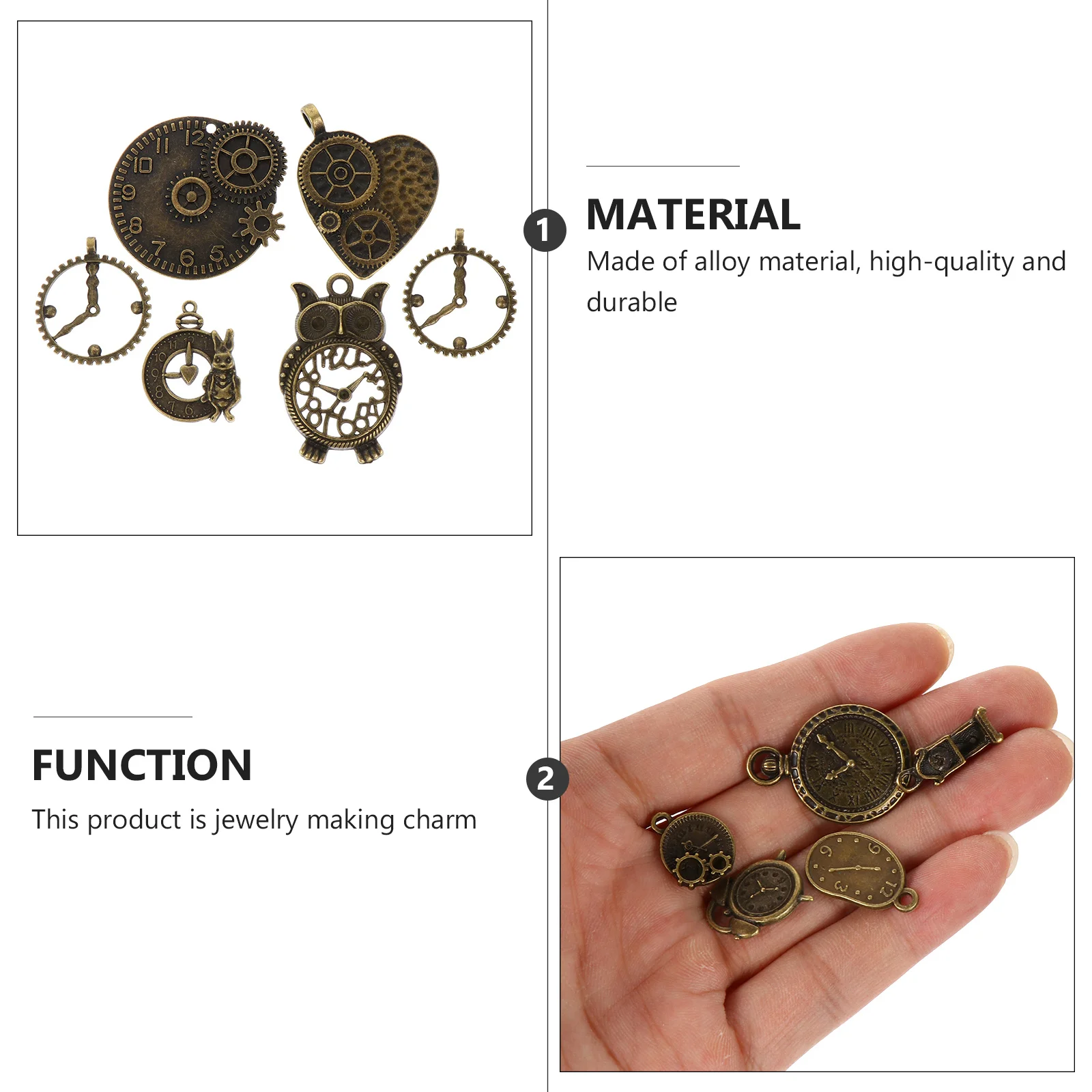 

1 Set Of Clock Pendant Jewelry Findings Watch Themed Charms For Diy Necklace Bracelet Keychain Hanging Ornament Birthday Gift