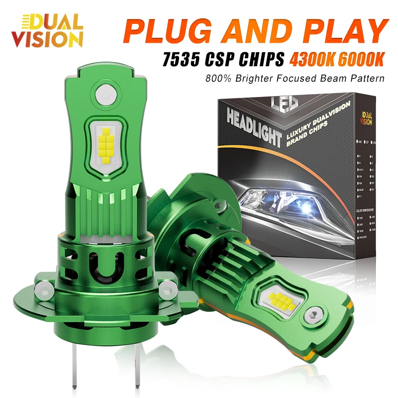 

2PCS H7 LED CANBUS Light 120W 30000LM Mini Head Lamp 1:1 Size Wireless H7 Car LED Headlight Bulbs Error Free withFan 6000K 4300K