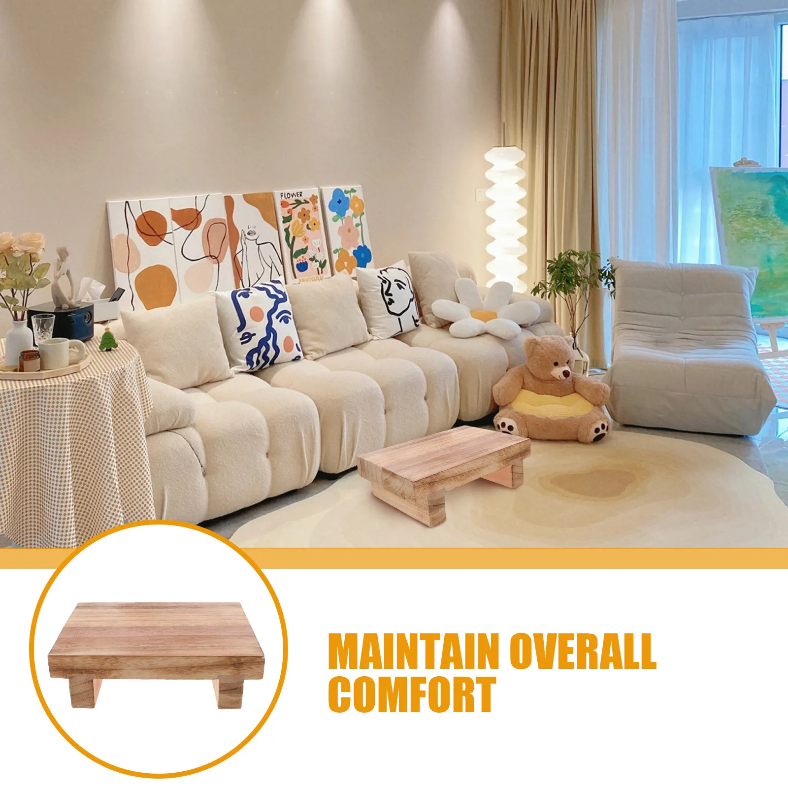 Small Wood Step Stool Elderly Footstool Ergonomic Foot Rest for Office Home Living Room Entryway Comfortable Posture Support