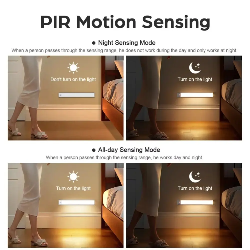 

Ultra Thin LED Motion Sensor Cabinet Light Side illumination Light up when people come Motion Sensor Light Rechargeable Wireless