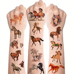 8 Sheets Temporary Horse Tattoos Stickers Birthday Themed Party Supplies Decorated with Tattoo Gifts