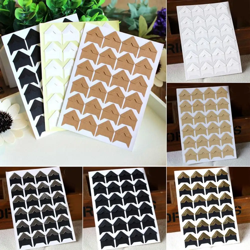 5 Sheets/120Pcs  Photo Albums Corner Sticker Vintage Corner Kraft Paper Stickers Scrapbooking Picture DIY Photo Album Decor