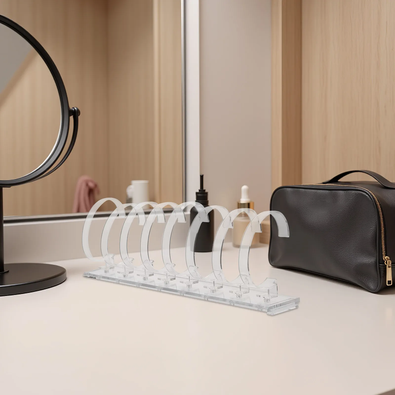 Transparent Acrylic 8-Slot Watch Display Stand Modern Minimalist Watch Holder Rack for Boutique Store Desktop Collection