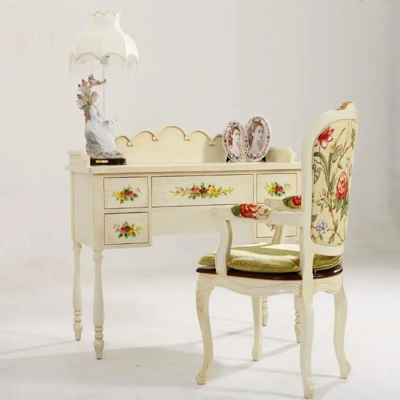 Hand-painted custom furniture, Victor desk, book chair, American European pastoral style