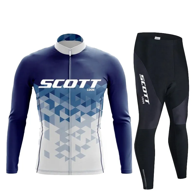 Ademende wielertrui met lange mouwen Set Bib Broek Ropa Maillot Ciclismo Fietskleding MTB Bike Uniform Herenkleding