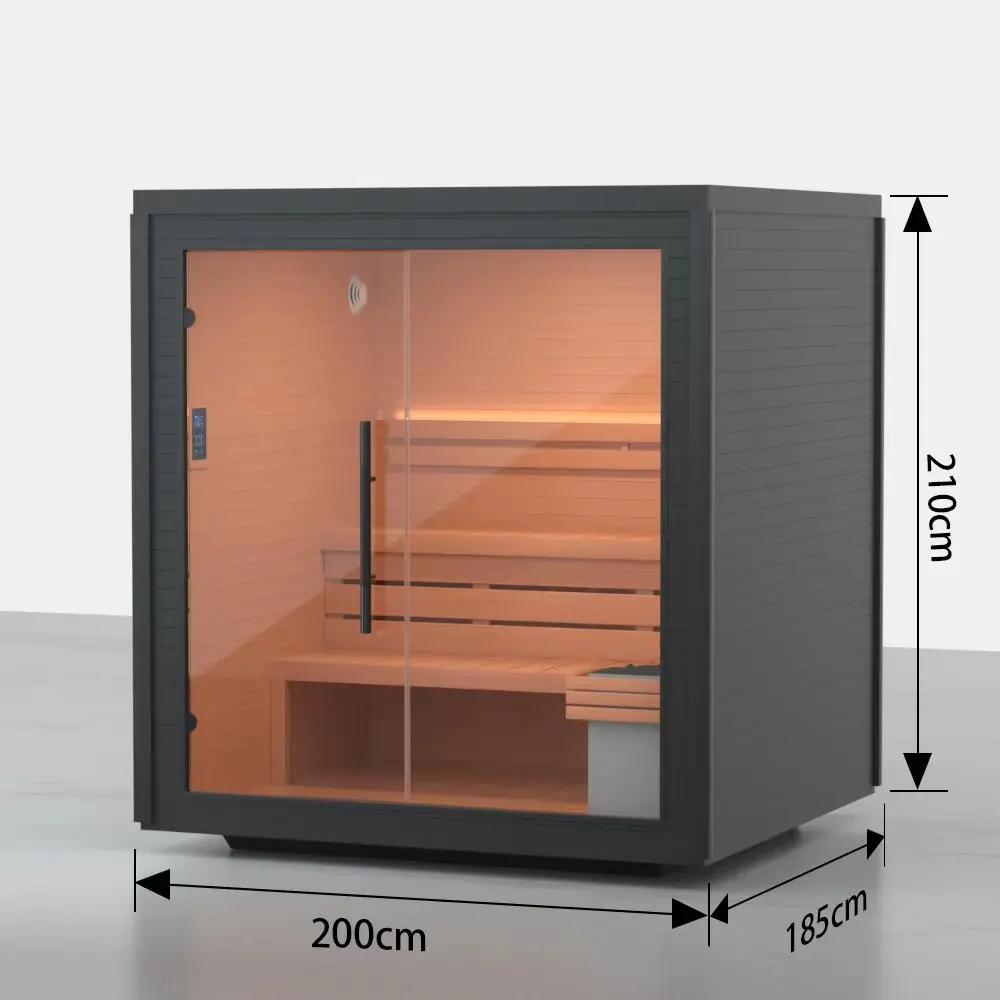 Premium Quality Waterproof Glass Door Outdoor Sauna Room With 6000W Heater High Efficiency Home Spa Sauna