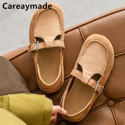Careaymade-Genuine leather women shoes,retro comfortable soft leather soft soles handmade woman shoes,big size flat single shoes
