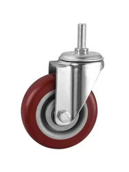 1 Pc Spot 4 Inch Screw Silent Caster Medium Jujube Red Double Bearing With M12 Steering Wheel Shelf