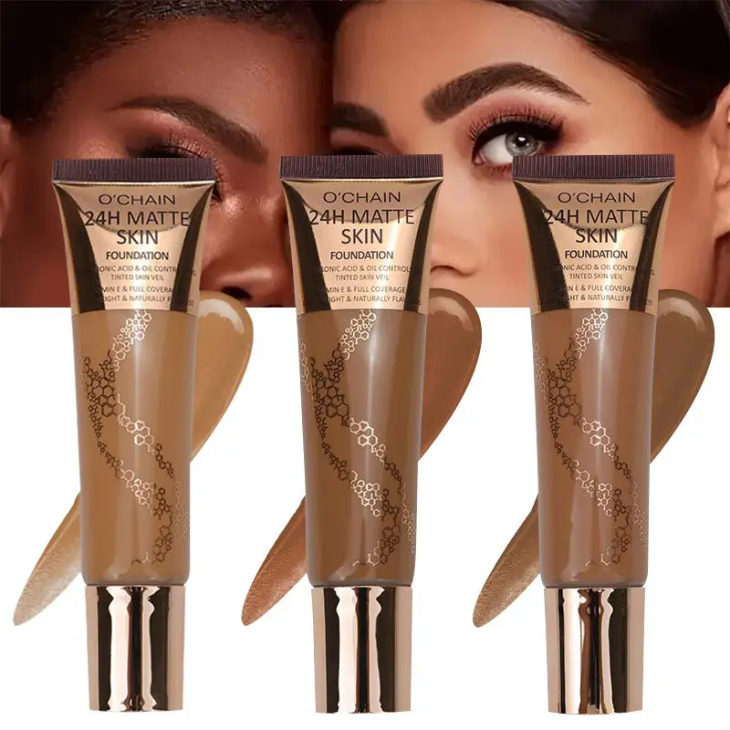 24 hour Matte Oil Control Liquid Foundation Perfect Coverage Skin Tone Enhancer Long-acting Formula Brightening Effect Concealer