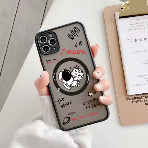 For Samsung Galaxy S25 S24 S23 Ultra Plus S21 FE S22 Astronaut For Magsafe Charging Iron Ring Case Shockproof Bumper Hard Cover