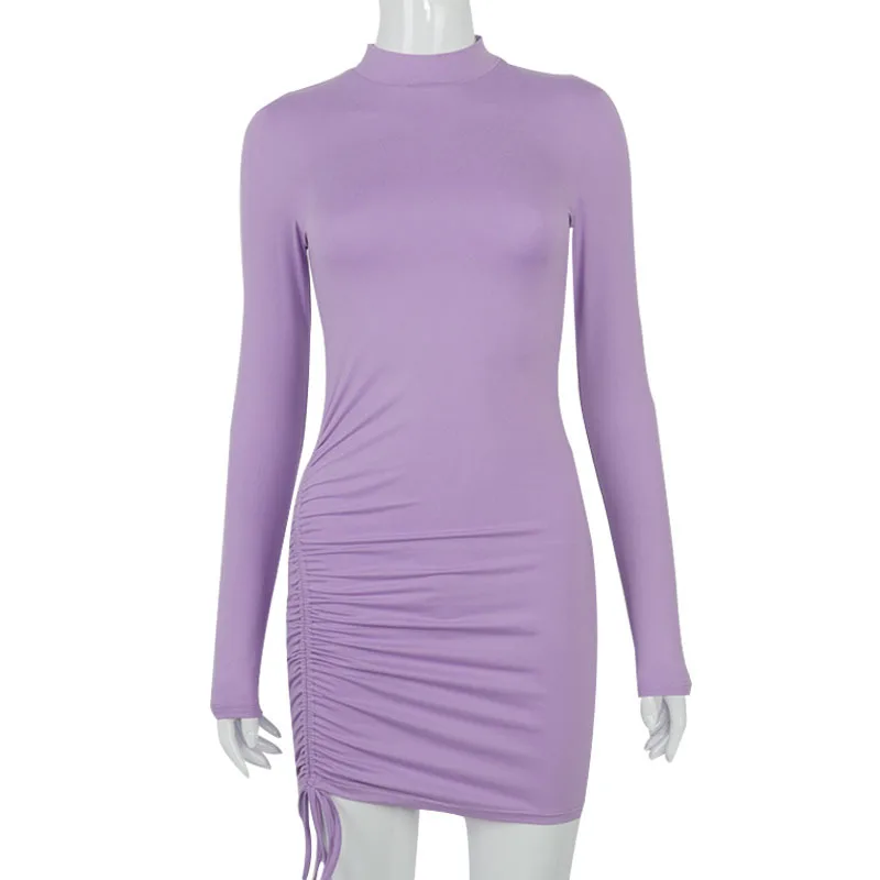

Women's Mock Neck Ruched Bodycon Dress Long Sleeve and Slim Fit Stylish Fashion Dress