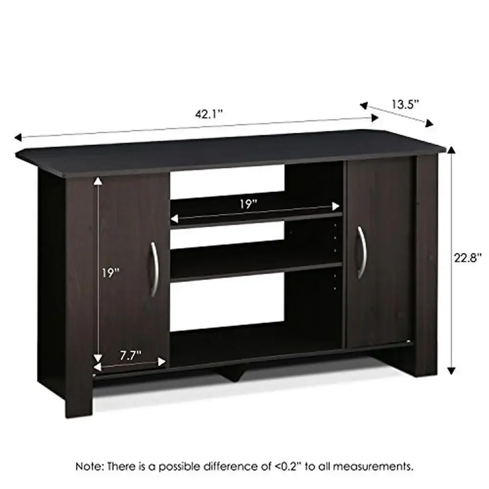 Entertainment Center TV Stand Adjustable Storage Shelves CARB Grade Particle Board 46-inch Panel Espresso