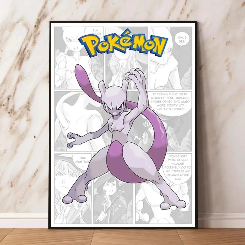 Pokemon Mewtwo Picture Comics Pictures Nursery Wall Art Posters Art Prints Canvas Painting Pictures Baby Kids Room Home Decor