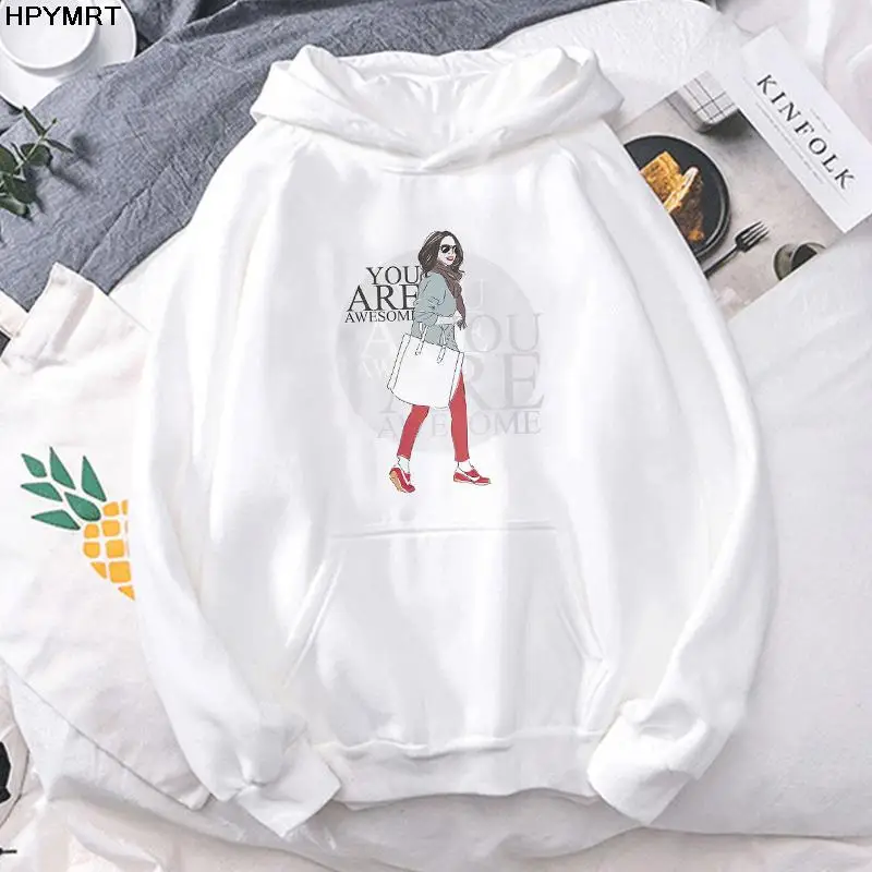 

2022 Women street Fashion hipster pullover Autumn and Winter Casual pocket hoodie long sleeve tops new Fashion beautys graphics