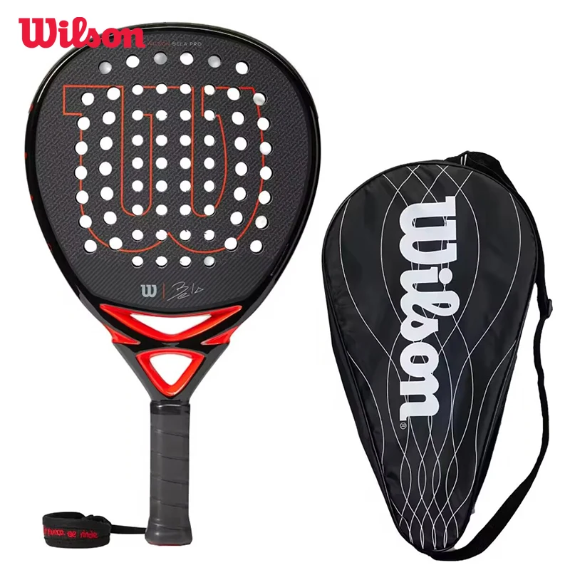 Wilson Professional Tennis Rackets Carbon Fibre Surface Diamond Shape with Eva Memory Flex Foam Core Padel Tennis Racquets