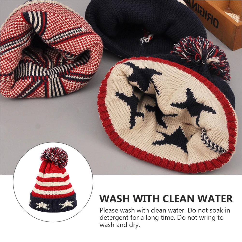 

1pc Striped Winter Wool Warm Knitting Beanie Acrylic Soft Lady Hat Skin Friendly Flexible Cycling Cap for Family Party