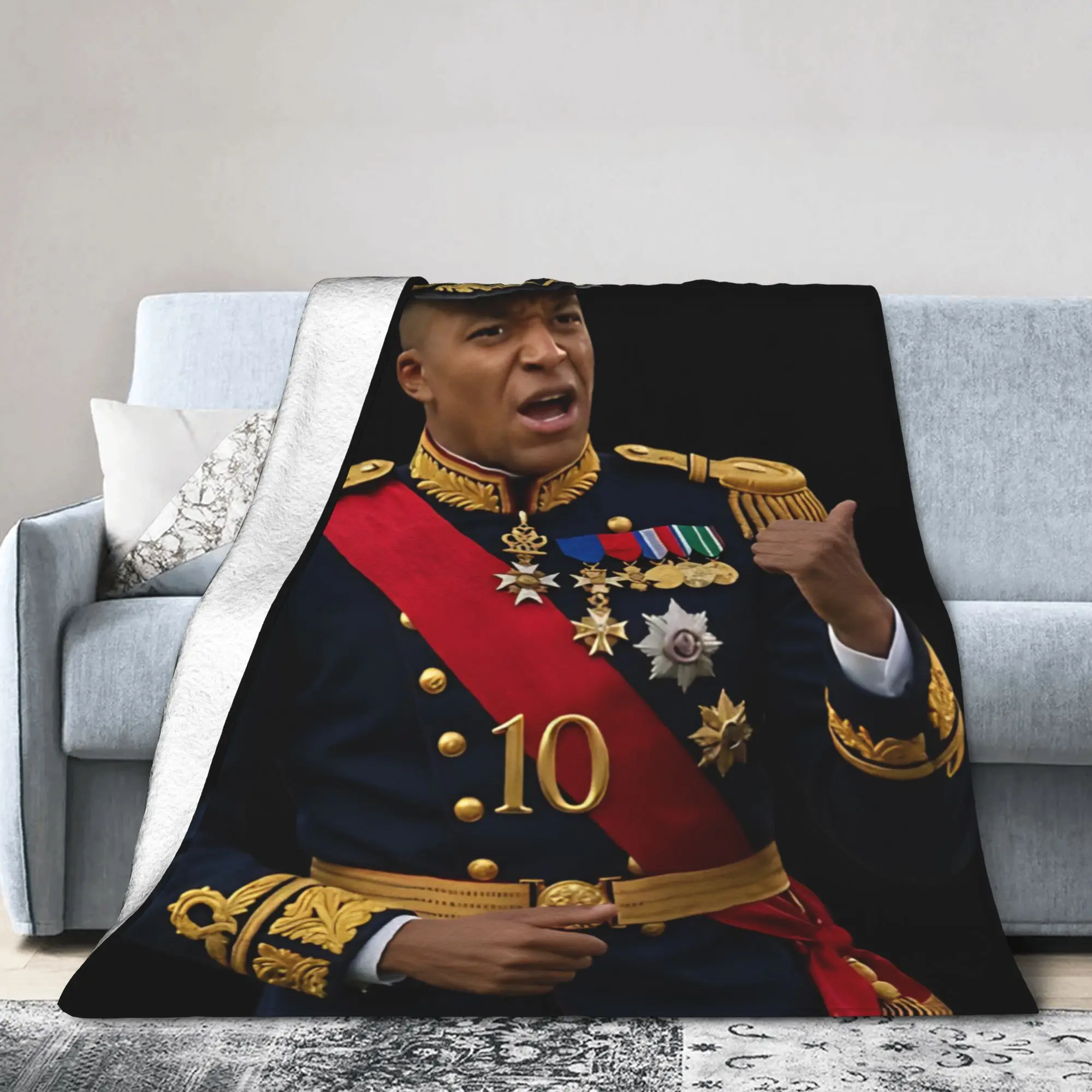 Kylian Mbappe Golden General Uniform Number 10 Super Soft Throw Blanket Car Bedspread For Bed Cover