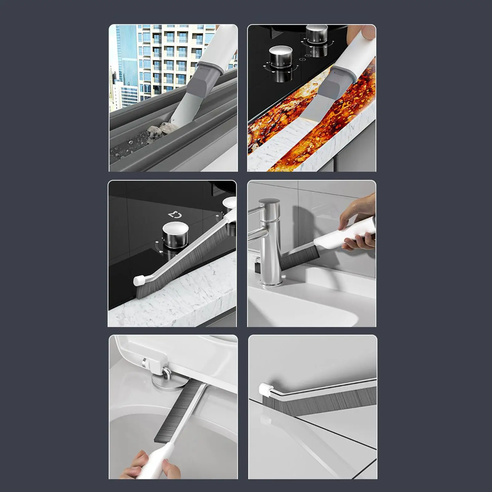 

Crevice Brush Hard Bristles Hard Bristles Crack Cleaning Tool Stainless Steel Scraper For Grout Toilet Baseboard Window Screen