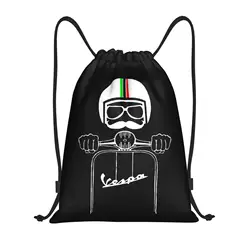 Custom Italy Italian Vespas Moto Motorcycle Bag Drawstring Backpack Sports Gym Sackpack String Bags for Exercise