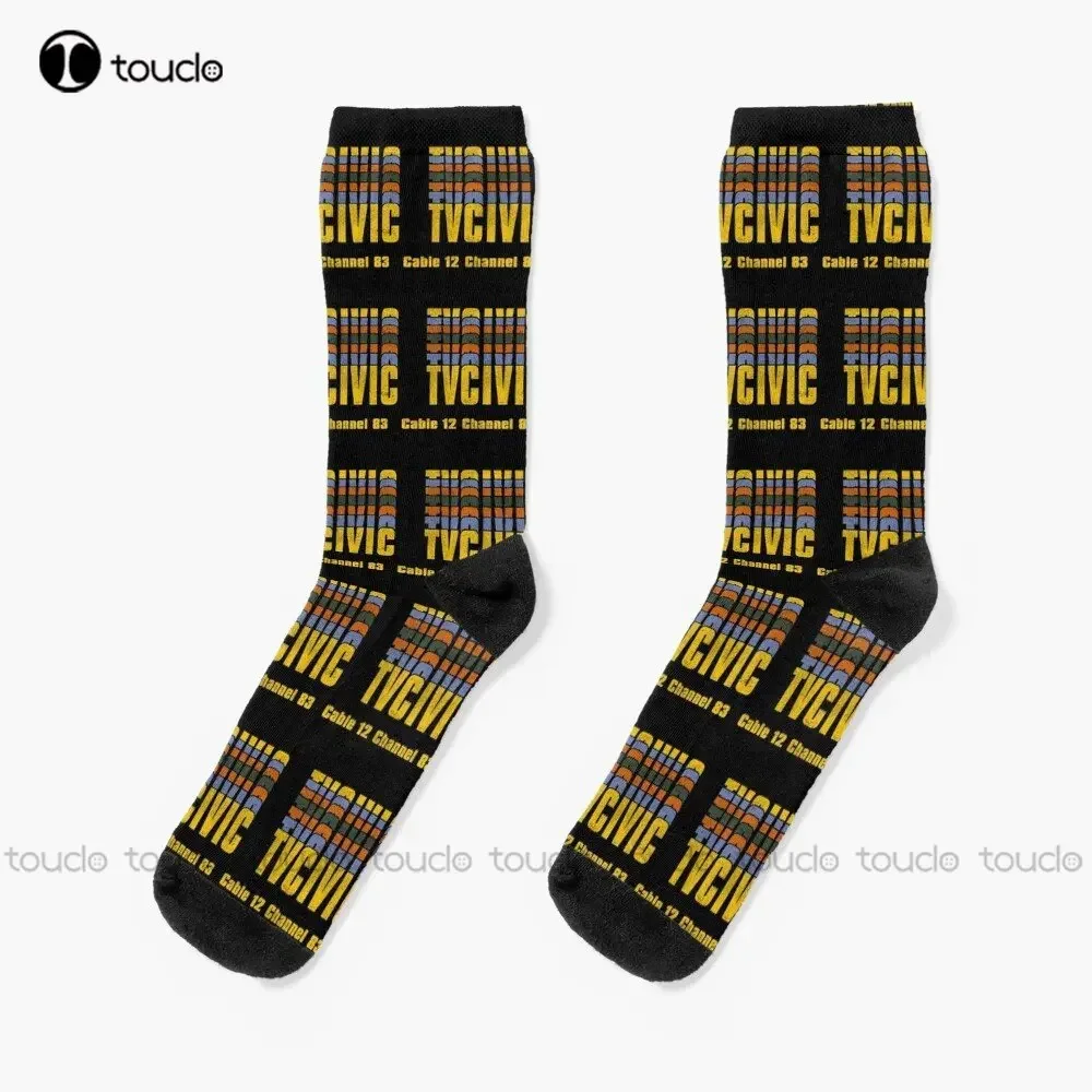 Distressed Civic Tv Logo Channel 83 Cable 12 Classic Videodrome Socks Girls Socks Street Skateboard Socks Custom Gift Funny Art