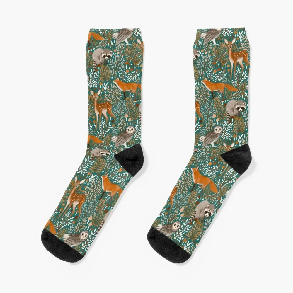 

Winter woodland - green Socks Stockings man shoes Women Socks Men's