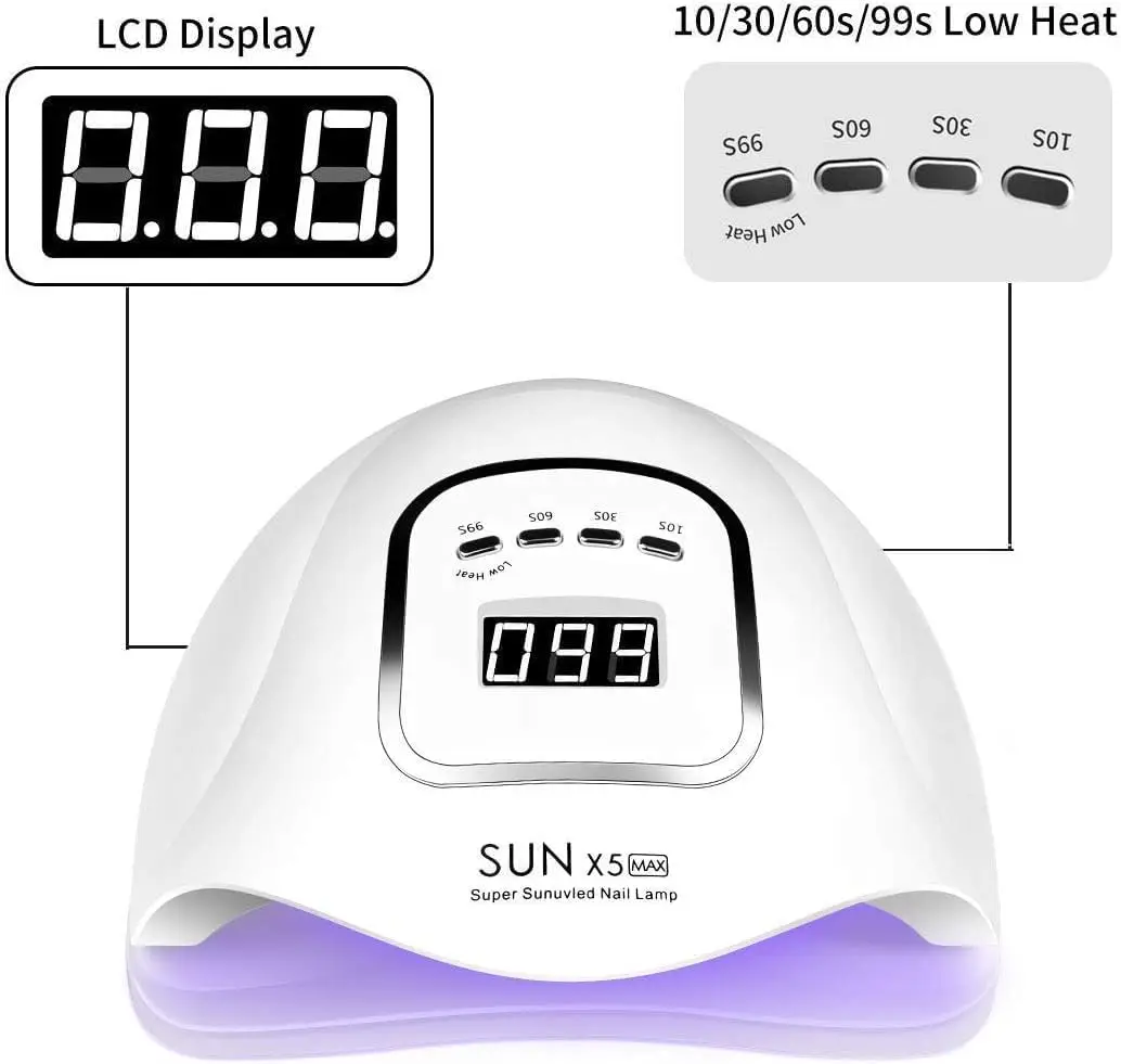 UV LEDネイルランプ 150W、プロ仕様ジェルポリッシュ乾燥機、4つのタイマー設定と自動センサー付き