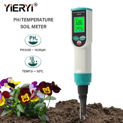 Yieryi New PH TEMP misuratore di acidità del suolo Tester 0.00 ~ 14.00 PH PH-2023 strumenti di misurazione del giardino digitale per piante in vaso fiori