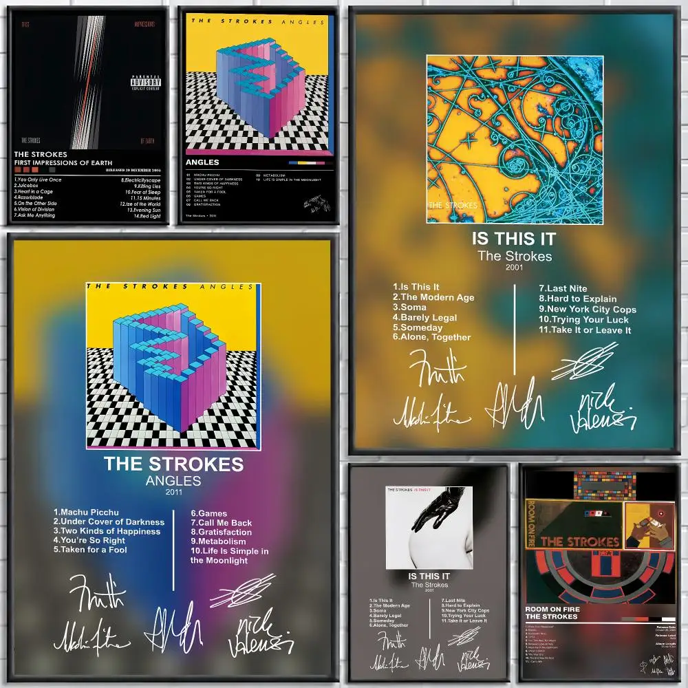 T-The Strokes Painting Calligraphy Stylish Canvas Poster Wall Art for Living Room Bedroom Cafe Office Decor Gift