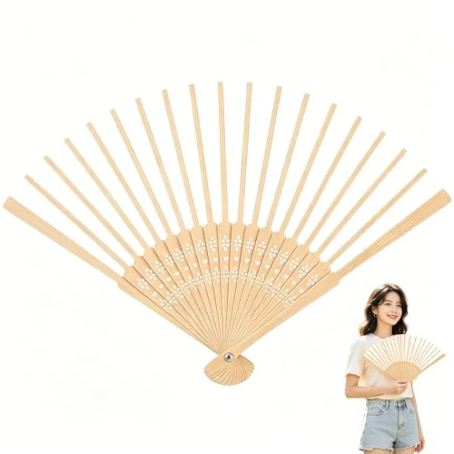 

Folding Fan Frame, Wood Blank Unfinished Foldable Fan Frame for Weddings Festivals Crafts Japanese Design Crafting Art Projects