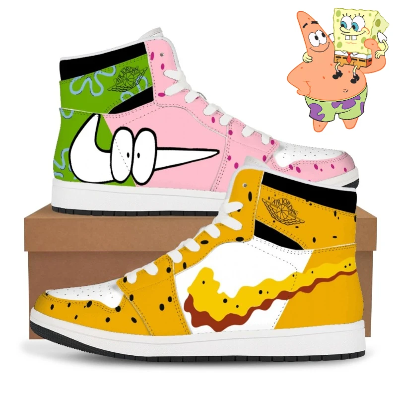 Modne trampki SpongeBob figurka Anime Patrick gwiazda Cosplay mężczyźni kobiety buty sportowe chłopcy dziewczęta wysokie moda z najwyższej półki