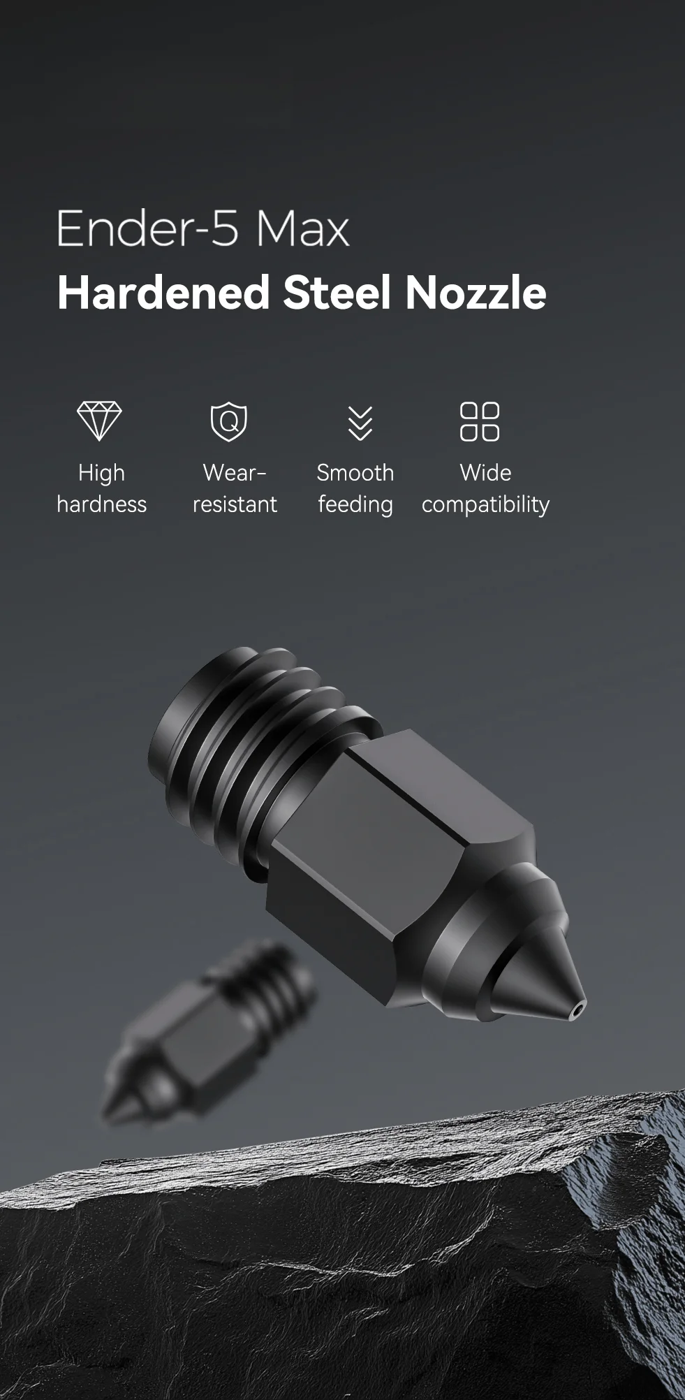 Für Creality Ender-5 Max Düse aus gehärtetem Stahl 0,4/0,6/0,8 mm Hochgeschwindigkeits-Hotend-Düsen für Ender-5 Max 3D-Drucker-Zubehör – Detail 1