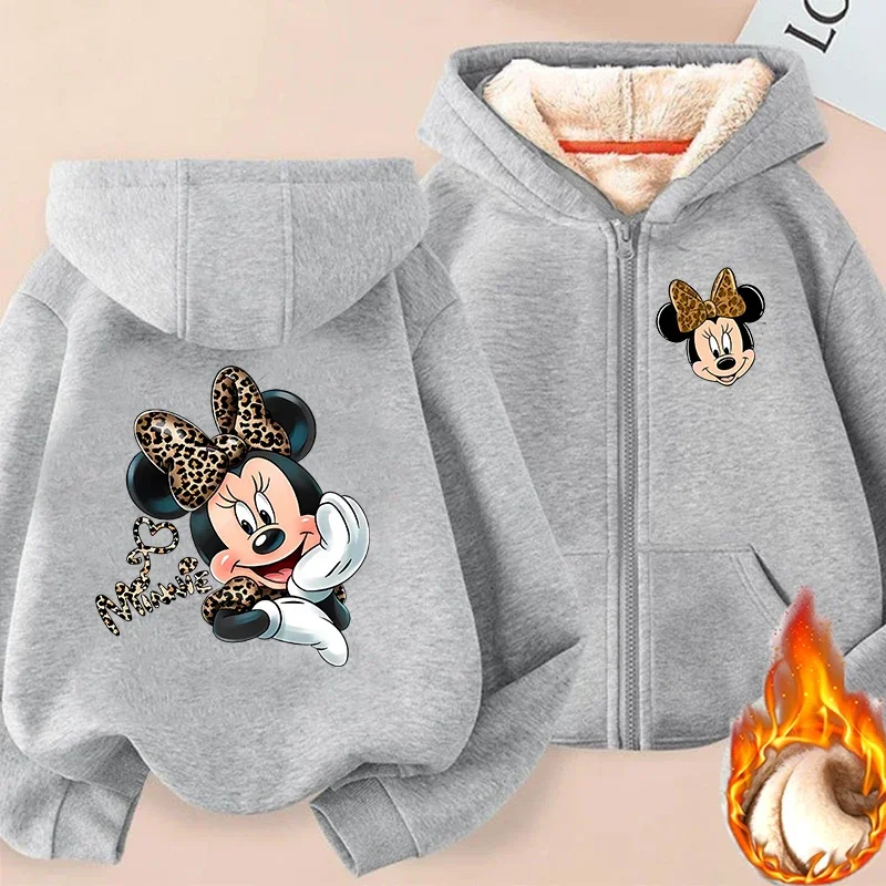 Minnie Mouse Women Zipper Hoodie Sweatshirt Girl Winter Keep Warm Jacket Womens Oversized Thick Streetwear Casual Hoody Coat Top