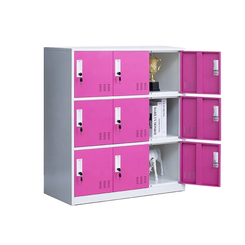 9-Door Modern Metal Locker Steel Storage Cabinet for School Gym Home Office for Clothes and Bags