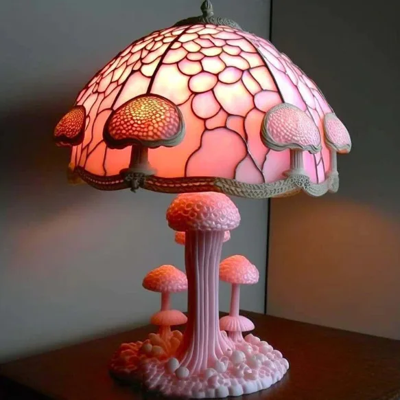 

Magical 3D Colorful Mushroom Table Lamp Vintage Glass Plant Series Creative Colorful Bedroom Bedside Flower Retro Night Light