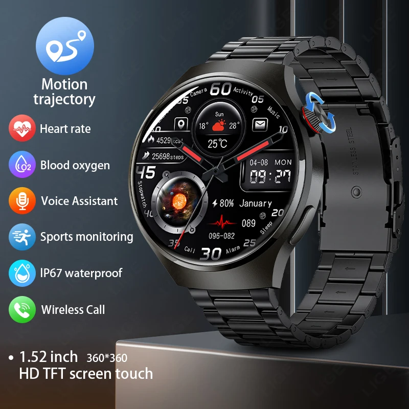 

LIGE 2025 New Smart Watch Men 360*360 HD Screen 24H Heart Rate Monitoring Bluetooth Call Custom Dial Waterproof Smartwatch Women