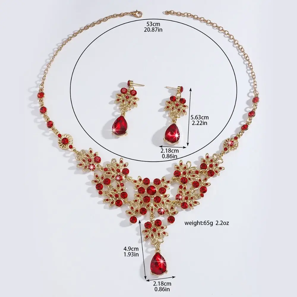 أزياء المبالغة حجر الراين مجموعة مجوهرات كريستال رائعة أقراط قلادة مجموعة فاخرة مشرقة المرأة مجوهرات الطرف