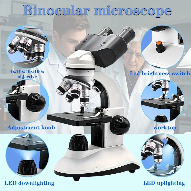 Portable Microscope For Kid,Optical Compound Binocular Microscope,40x-5000x Adult Microscope Suitable For School Laboratory
