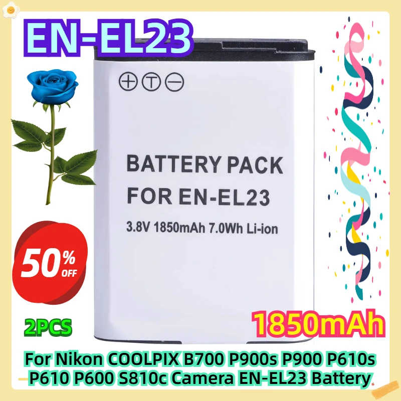 

For Nikon COOLPIX B700 P900s P900 P610s P610 P600 S810c Camera EN-EL23 Battery 2pcs