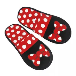 Custom Minnie Mouse Polkadot House Slippers Women Comfy Memory Foam Cartoon Anime Slip On Spa Slipper Shoes