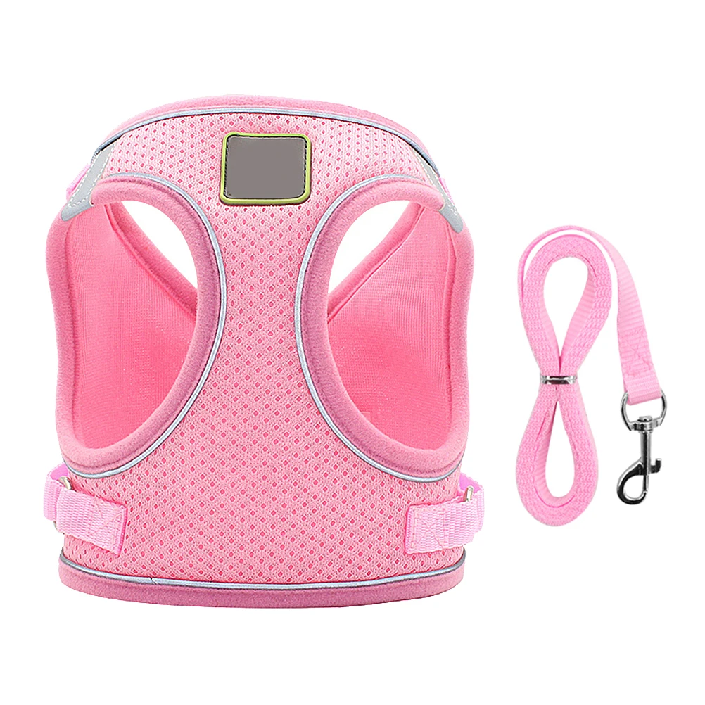 

Reflective Dog Harness Set Chest Strap Puppy Leash Durable Soft Breathable Vest Pet Adjustable Safe Training Easy