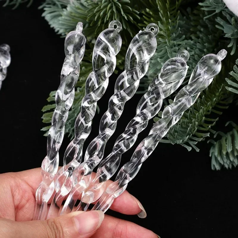 Transparente Acryl-Eiszapfen-Ornamente für Weihnachtsdekoration Kristall-Hängeanhänger Eiszapfen-Tropfen Weihnachtsbaum Hochzeits-Party-Zubehör – Detail 1